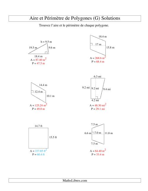Aire et périmètre de formes variées (jusqu'à 1 décimale; variation 5-20) (G) page 2