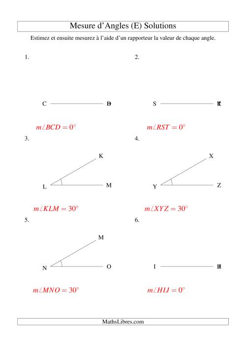 Mesure d'angles entre 0° et 90° (intervalles de 30°) (E) page 2