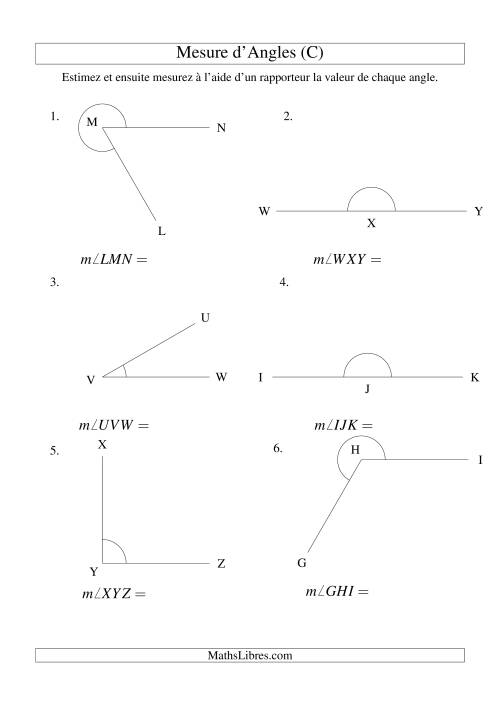 Mesure d'angles entre 0° et 360° (intervalles de 30°) (C)