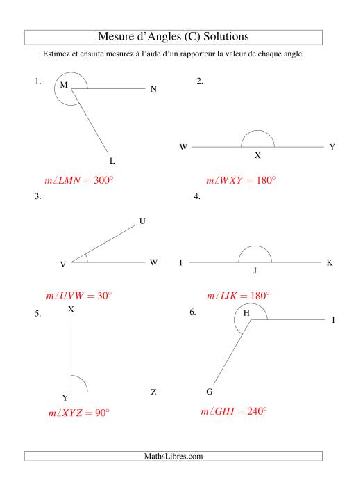 Mesure d'angles entre 0° et 360° (intervalles de 30°) (C) page 2