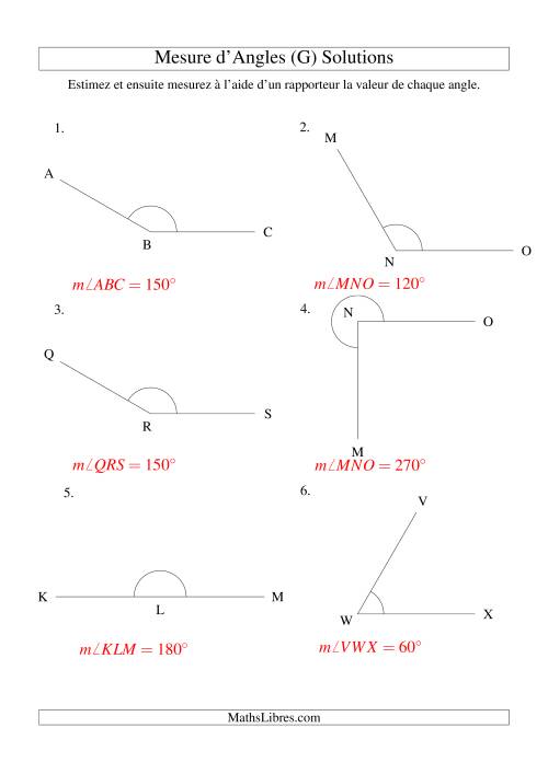 Mesure d'angles entre 0° et 360° (intervalles de 30°) (G) page 2