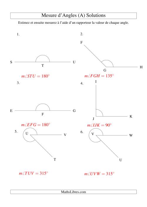 Mesure d'angles entre 0° et 360° (intervalles de 45°) (A) page 2