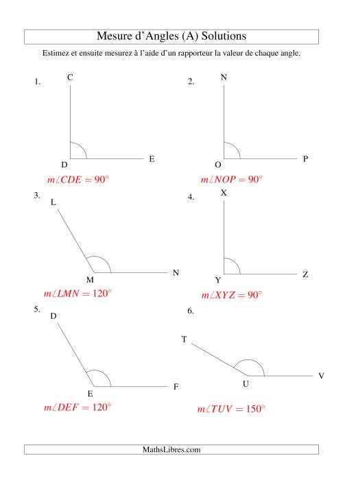 Mesure d'angles entre 90° et 180° (intervalles de 30°) (A) page 2