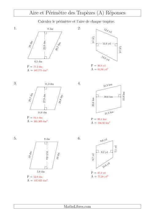 Calcul de l'Aire et du Périmètre des Trapèzes Scalènes (A) page 2