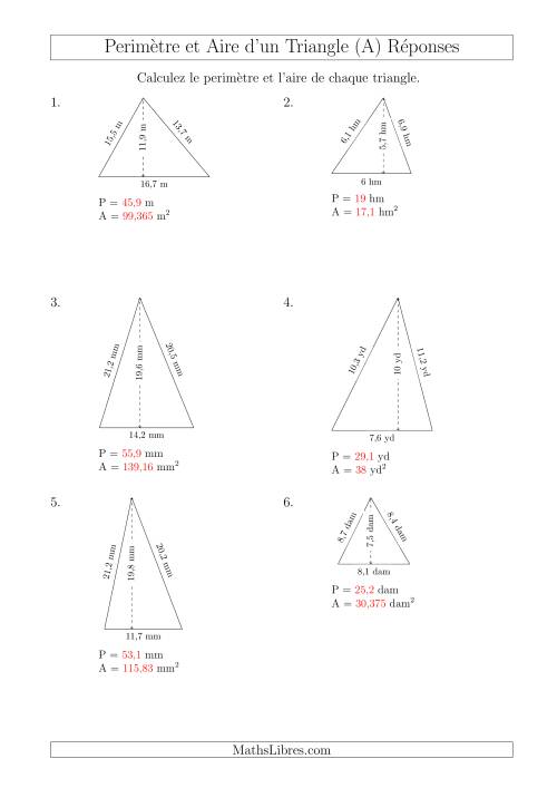 Calcul de l'Aire et du Périmètre d'un Triangle Aigu (A) page 2