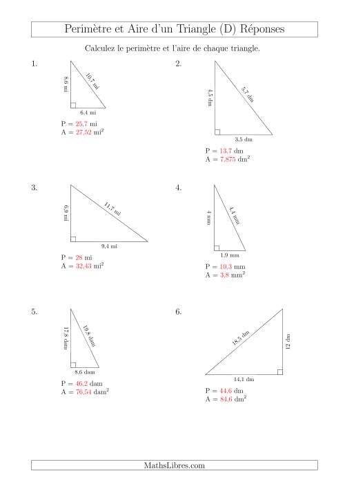Calcul de l'Aire et du Périmètre d'un Triangle Rectangle (En Rotation) (D) page 2