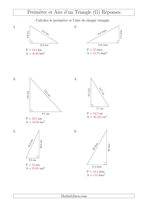 Calcul de l'Aire et du Périmètre d'un Triangle Rectangle (En Rotation) (G) page 2
