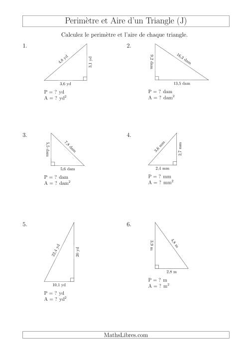 Calcul de l'Aire et du Périmètre d'un Triangle Rectangle (En Rotation) (J)