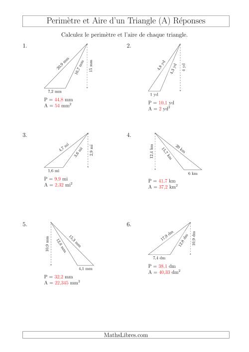 Calcul De L Aire Et Du Perimetre D Un Triangle Obtusangle A