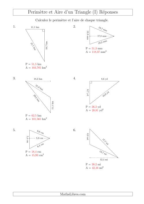 Calcul de l'Aire et du Périmètre des Triangles Divers (En Rotation) (I) page 2