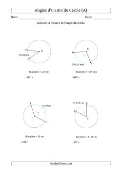 Calcul de l'Angle d’un Arc de Cercle en Tenant Compte de la Diamètre