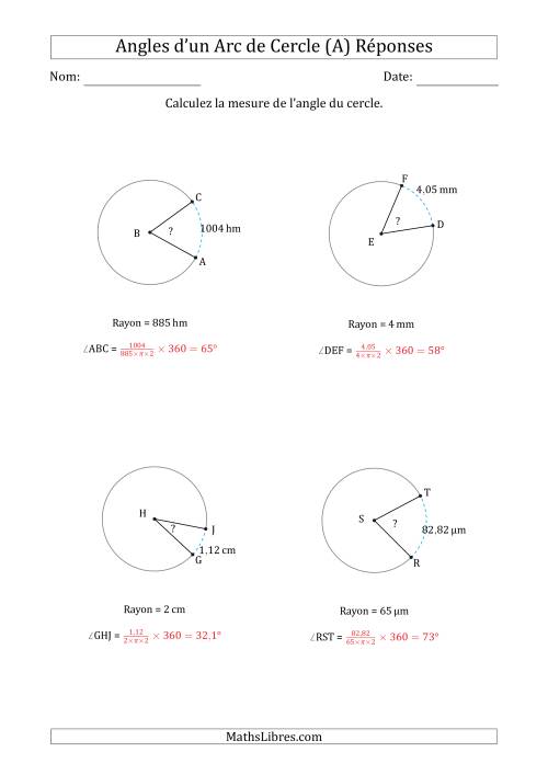 Calcul de l'Angle d’un Arc de Cercle en Tenant Compte du Rayon (A) page 2