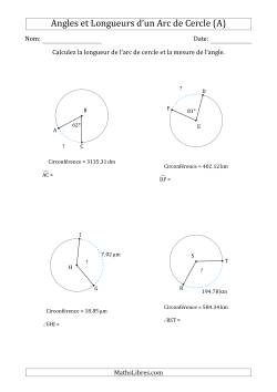 Calcul de l'Angle ou de la Longueur d'un Arc de Cercle en Tenant Compte de la Circonférence
