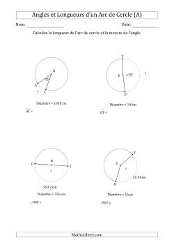 Calcul de l'Angle ou de la Longueur d'un Arc de Cercle en Tenant Compte de la Diamètre