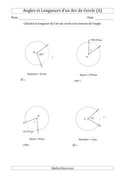 Calcul de l'Angle ou de la Longueur d'un Arc de Cercle en Tenant Compte du Rayon ou de la Diamètre