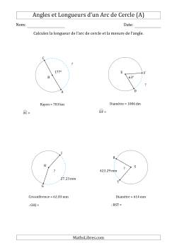 Calcul l’Angle ou de la Longueur d’un Arc de Cercle en Tenant Compte de la Circonférence, du Rayon ou de la Diamètre