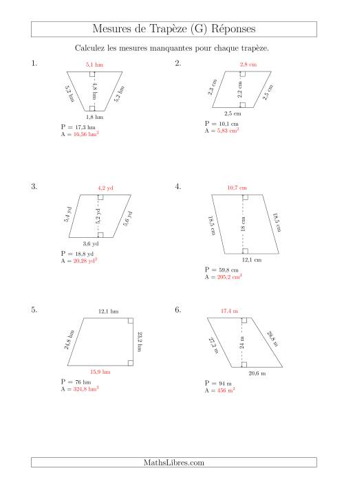 Calcul de la Base et l'Aire des Trapèzes (G) page 2