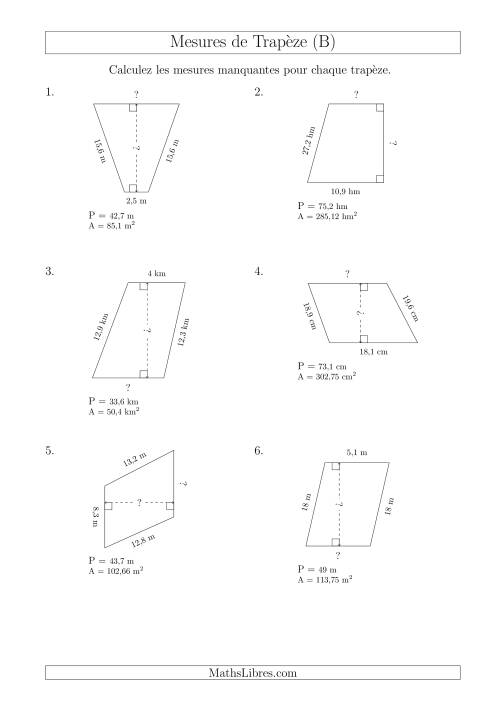 Calcul de la Base et la Hauetur des Trapèzes (B)