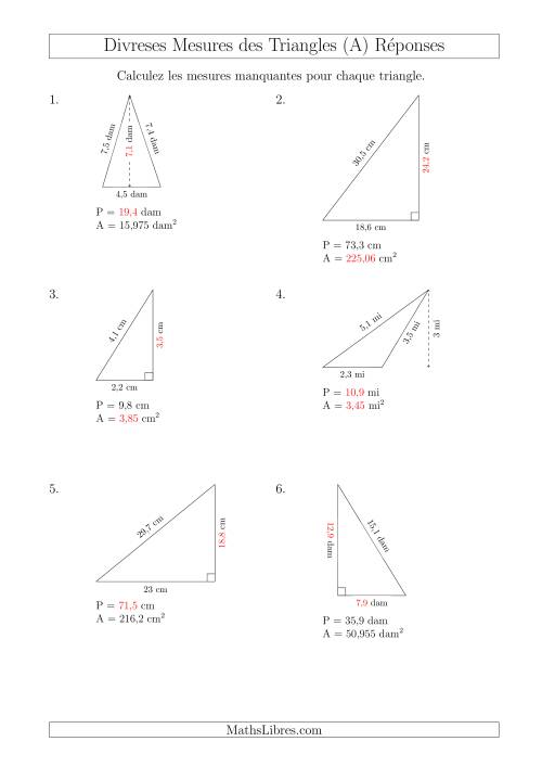 Calcul de Divreses Mesures des Triangles (A) page 2