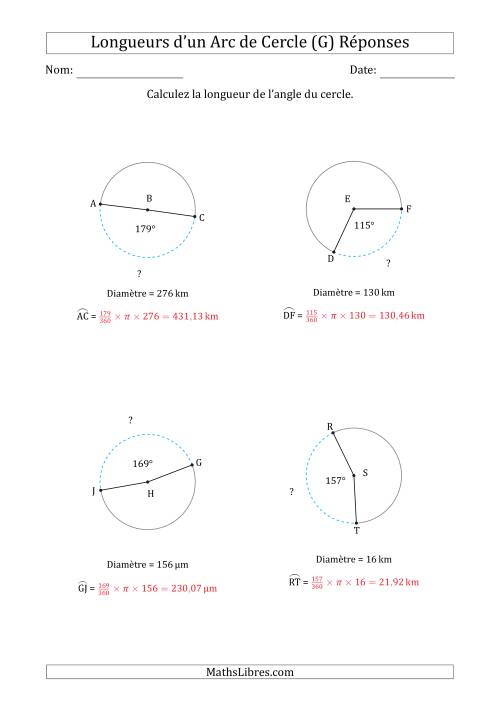 Calcul de la Longueur d'un Arc de Cercle en Tenant Compte de la Diamètre (G) page 2
