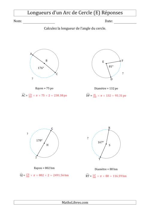Calcul de la Longueur d'un Arc de Cercle en Tenant Compte de la Diamètre ou du Rayon (E) page 2