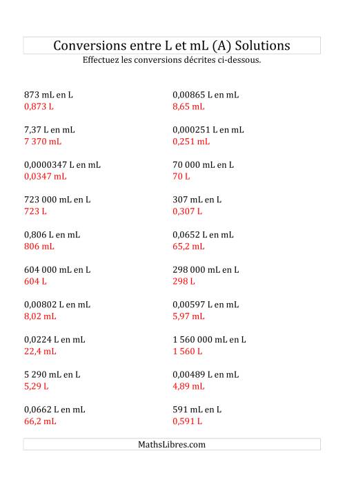 Convertisseur litre en millilitre