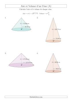 Calcul de l’Aire et du Volume d’un Cône (Nombres Décimaux au Centième Près)