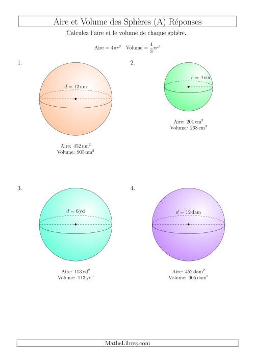 Calcul de l’Aire et du Volume des Sphères (Nombres Entiers) (A) page 2