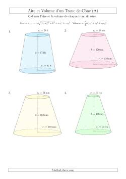 Calcul de l’Aire et du Volume d’un Tronc de Cône (Nombres Entiers)