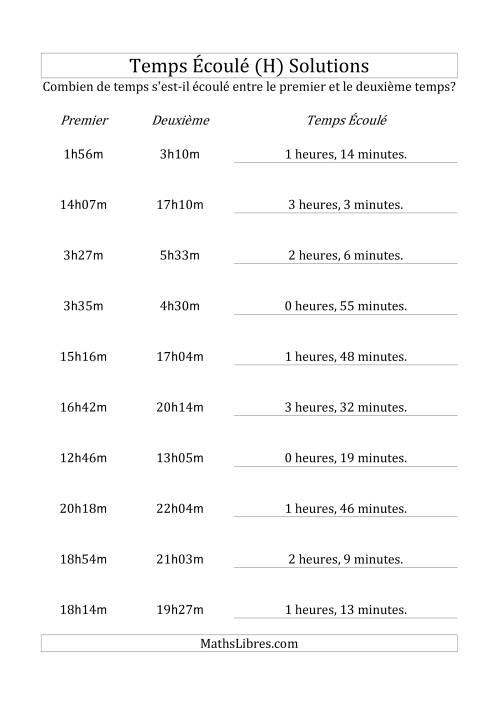 Temps écoulé jusqu'à 5 heures, intervalles de 1 minute (H) page 2