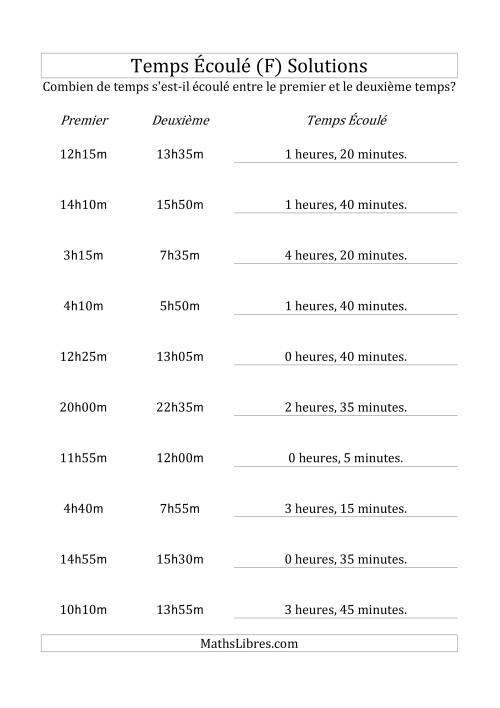 Temps écoulé jusqu'à 5 heures, intervalles de 5 minutes (F) page 2