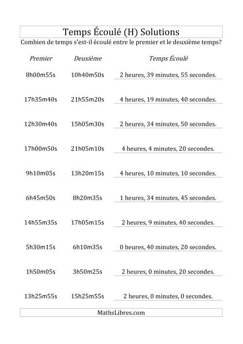 Temps écoulé jusqu'à 5 heures, intervalles de 5 minutes/secondes (H) page 2