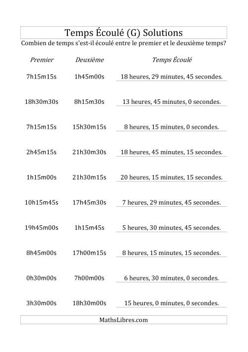 Temps écoulé jusqu'à 24 heures, intervalles de 15 minutes/secondes (G) page 2