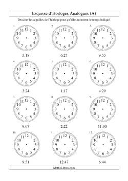 Esquisse d'horloge analogue (intervalles 1 minute)