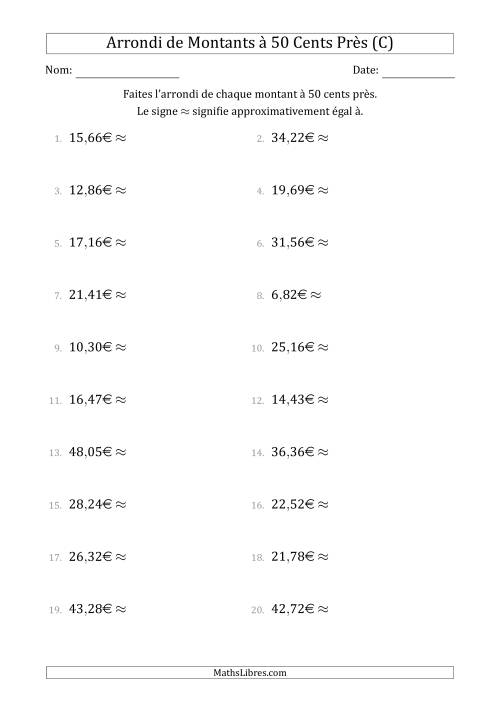 Arrondi de Montants à Euro Près 50 cents (C)