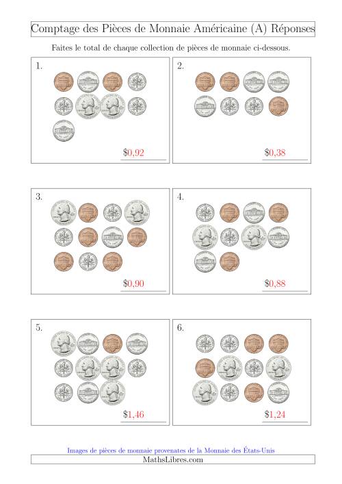 Comptage des Pièces de Monnaie Américaine (A) page 2