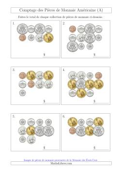 Comptage des Pièces de Monnaie Amécaine Incluant 1/2  1 Dollar