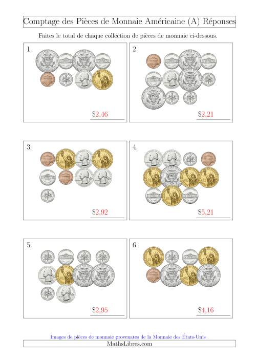 Comptage des Pièces de Monnaie Amécaine Incluant 1/2  1 Dollar (A) page 2