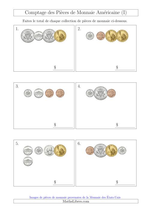 Comptage des Pièces de Monnaie Amécaine Incluant 1/2  1 Dollar (Petites Collections) (I)