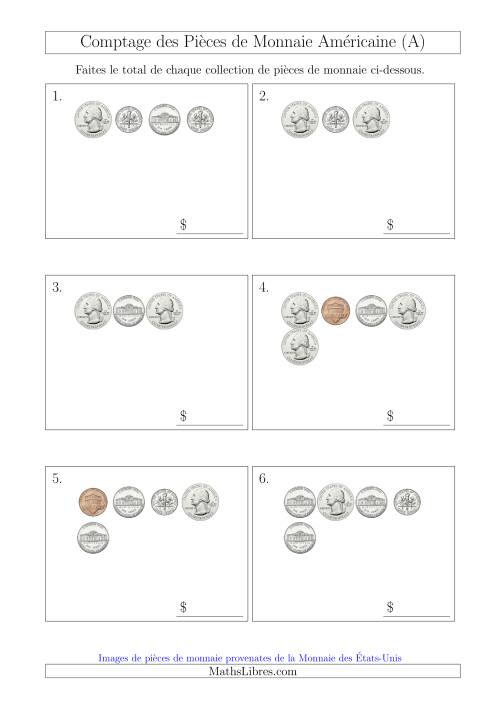 Comptage des Pièces de Monnaie Amécaine (Petites Collections) (A)