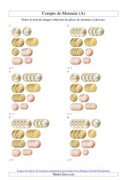 Compte de petites collections de sous euros