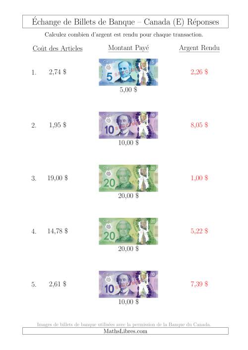 Échange de Billets de Banque Canadiens Jusqu'à 20 $ (E) page 2