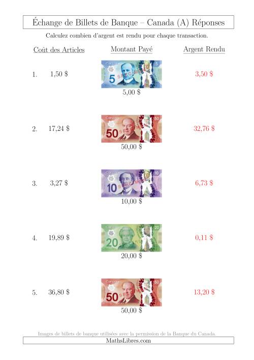 Échange de Billets de Banque Canadiens Jusqu'à 50 $ (A) page 2