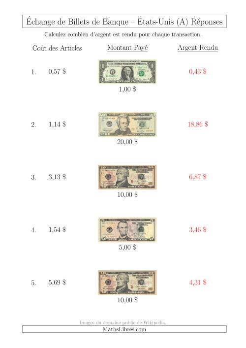 Échange de Billets de Banque Américains Jusqu'à 20 $ (A) page 2