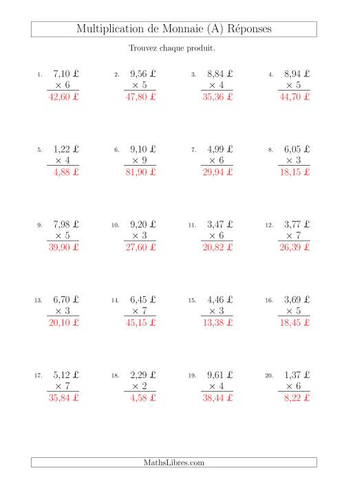 Multiplication de Montants par Bonds de 1 Cent par un Multiplicateur à Un Chiffre (£) (A) page 2