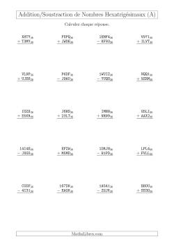 Addition et Soustraction des Nombres Hexatrigésimaux (Base 36)