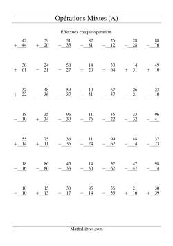 Addition et Soustraction de Nombres à Deux Chiffres (Sans retenue)