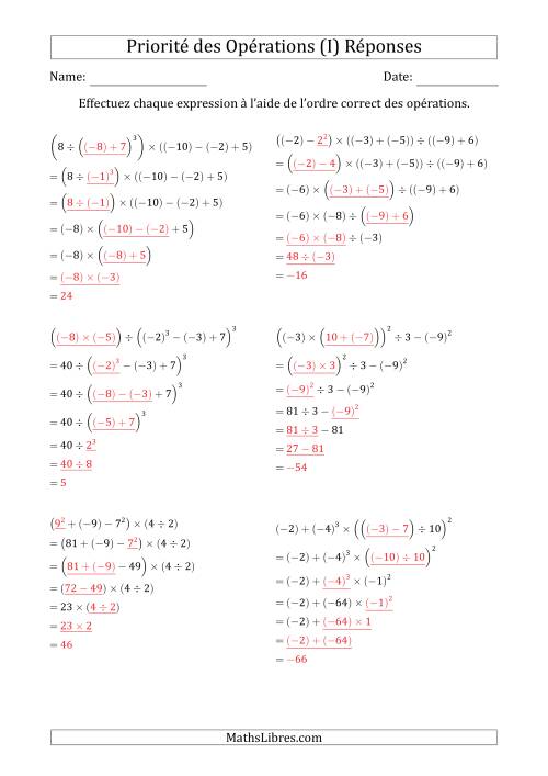 Priorité Des Opérations Exercices à Imprimer Priorité des Opérations sur les Nombres Entiers Positifs Négatifs à Six