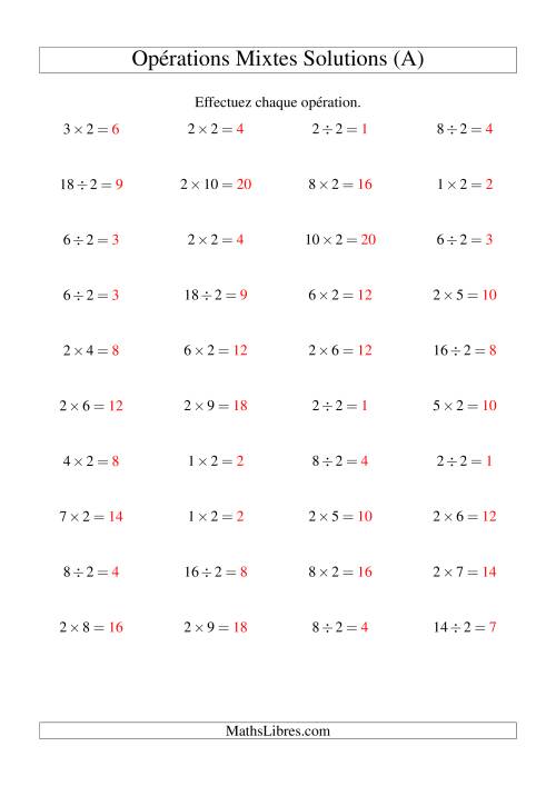 Multiplication et division -- Règles de 2 (variation 1 à 10) (A) page 2