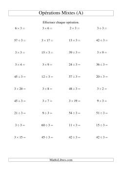 Multiplication et division -- Règles de 3 (variation 1 à 20)